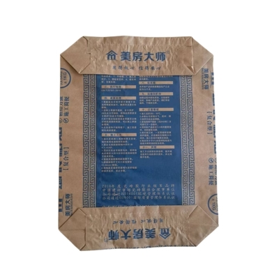 20kg White Kraft Paper Multi Wall Waterproof Cement Bags With Adhesive 2ply Paper 1ply Film