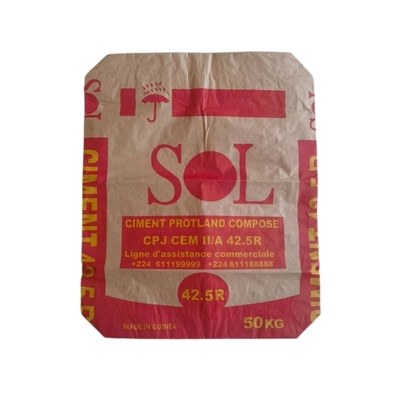 Cement Building Material 2 Ply 90GSM Paper Bag with Custom Capacity and Moisture Proof 50x63x10cm