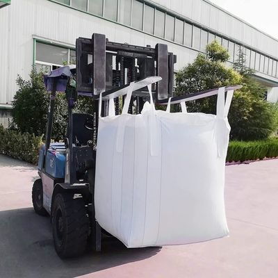 Flat Bottom Fibc Jumbo PP Bags Breathable 1 Ton For Firewood Construction Cement