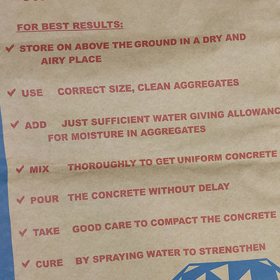 20kg Multiwall 3 Ply Paper Bags Waterproof  Cement Packaging Bags With Adhesive