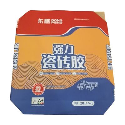 Customized Logo 3 Ply 80GSM Paper  with 1 Ply Film Multi Wall Paper Valve Bags for 20KG Dry Mix Tile Adhesive