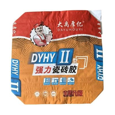 Custom Surface Printing 2 Ply 80GSM Paper Cement Bags 1 Ply Film Multi Wall Paper Moisture Proof for 20KG Tile Adhesive Long-lasting