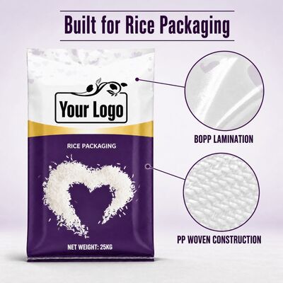 Rice Bag 5kg 10kg 15kg 25kg Moisture Proof Bopp Laminated PP Woven Bags Gusset Side for Flour Rice Feed and Agriculture