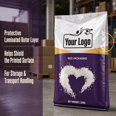 Rice Bag 5kg 10kg 15kg 25kg Moisture Proof Bopp Laminated PP Woven Bags Gusset Side for Flour Rice Feed and Agriculture